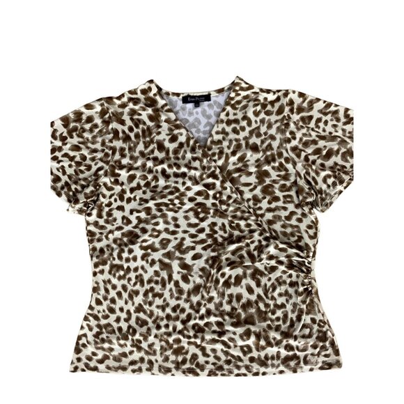 Evan-Picone Woman 2X Leopard Print V-Neck Wrap Blouse Top - Picture 10 of 11